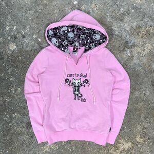 RARE Emily the Strange Pink Cute Is Dead Cat Hoodie